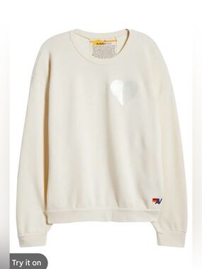 AVIATOR NATION GLITTER HEART PULLOVER, LARGE